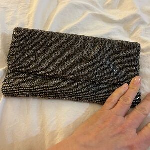 Moyna Black Beaded Wristlet